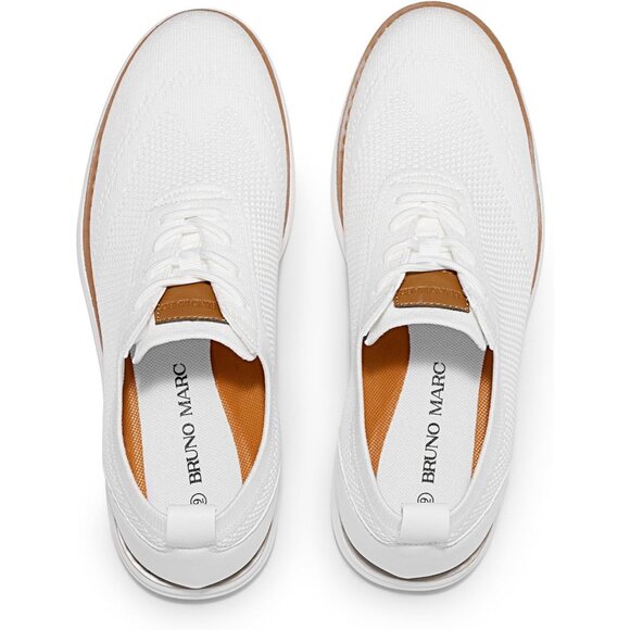 Bruno Marc Men's White Knit Casual Outdoor Lightweight Walking Sneakers Shoes - Picture 7 of 9